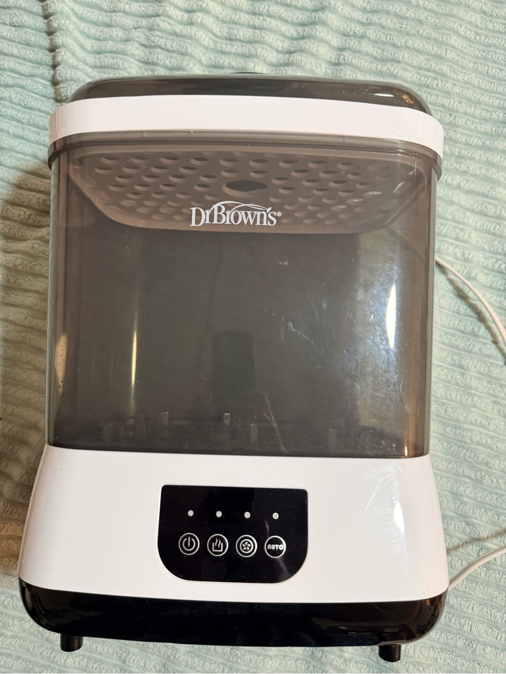 Electric Bottle Sterilizer in White and Smoke
